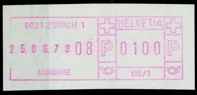 Schweiz Schalterfreistempel Nr SFS1979 ZÜRICH ungebraucht X7E6546