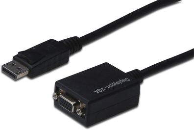 Assmann DisplayPort Adapterkabel DP - HD15 0.15m DP 1.1a sw.