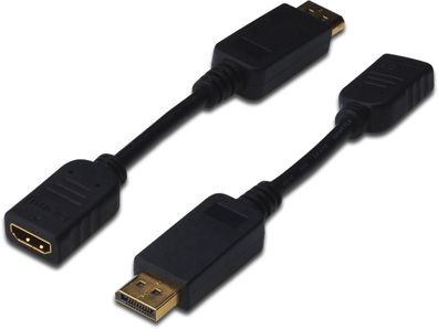 Digitus DisplayPort Adapterkabel, DP-HDMI Typ A St/ Bu 0.15m