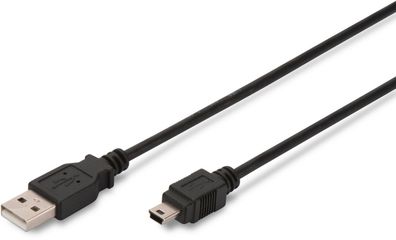 Assmann USB 2.0 Kabel Typ A-mini B (5pin) 1.0m USB 2.0 sw.