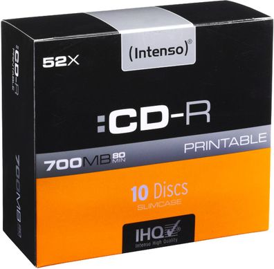 Intenso CD-R 700MB/80 Min. 52x Printable Slim Case 10