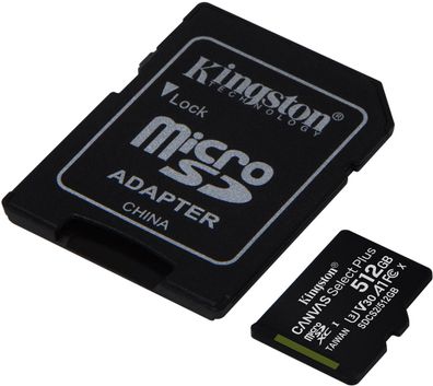 Kingston micSDXC Canvas Select Plus Card + SD Adapter, 512GB
