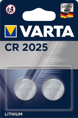VARTA Knopfzellenbatterie Electronics CR2025 Lithium 2er-Pack