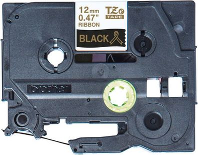 Textilband TZe-R334 nicht klebend gold auf schwarz 12mm x 4m