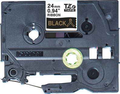 Textilband TZe-R354 nicht klebend gold auf schwarz 24mm x 4m