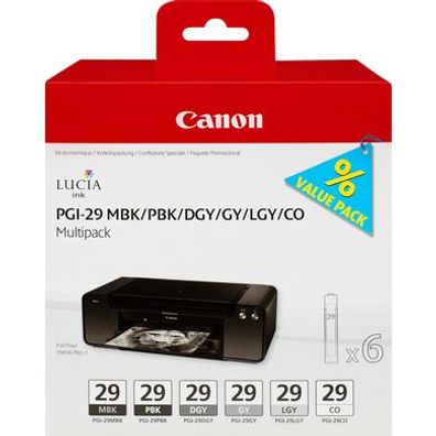 Canon Tintenpatronen PGI-29 Multipack (mbk/ pbk/ dgy/ gy/ lgy/ co)