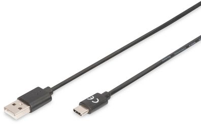 Digitus USB Type-C auf A 2.0 Anschlusskabel St/ St 1.0m schwarz