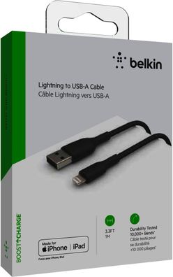 Belkin Lightning Lade/ Sync Kabel ummantelt mfi 1m schwarz