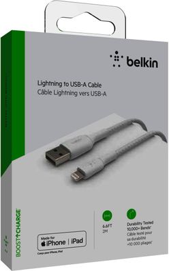 Belkin Lightning Lade/ Sync Kabel ummantelt mfi 2m weiß