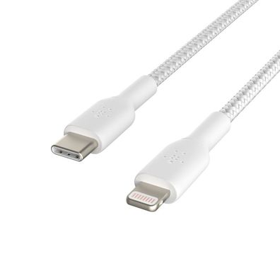 Belkin Lightning/ USB-C Kabel ummantelt mfi 2m weiß