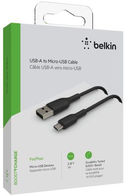 Belkin Micro-USB/ USB-A Kabel PVC, 1m, schwarz