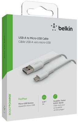 Belkin Micro-USB/ USB-A Kabel PVC, 1m, weiß