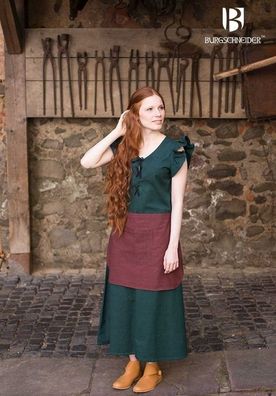Mittelalterliches Frauengewand mit Schürze Grün