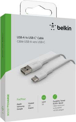 Belkin USB-C/ USB-A Kabel PVC, 1m, weiß