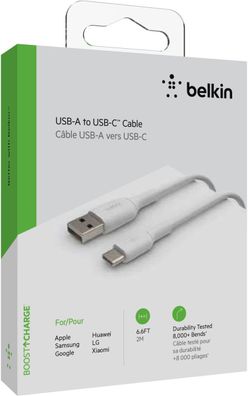 Belkin USB-C/ USB-A Kabel PVC, 2m, weiß