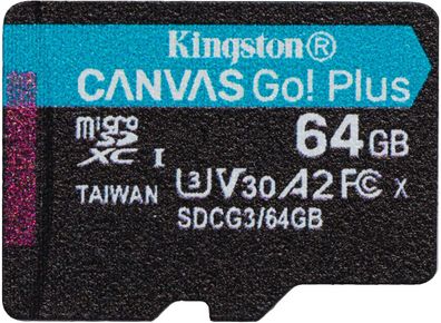 Kingston 64GB microSDXC Canvas Go Plus 170R A2 U3 V30 Single