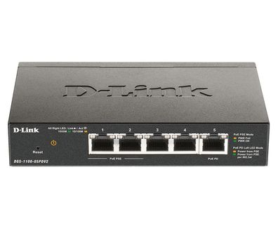 D-Link DGS-1100-05PDV2 5-Port Gigabit PoE Switch (2x PoE)
