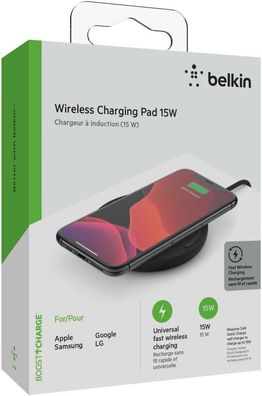 Belkin BOOST?CHARGE™ Wireless Charg. Pad 15W ohne Netzteil blk