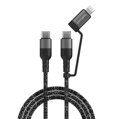 4smarts USB-C/ USB-C und Lightning Kabel ComboCord CL 1.5m textil