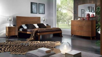 Schlafzimmer Set Bett 2x Nachttische Kommode Design Luxus neu 5tlg.