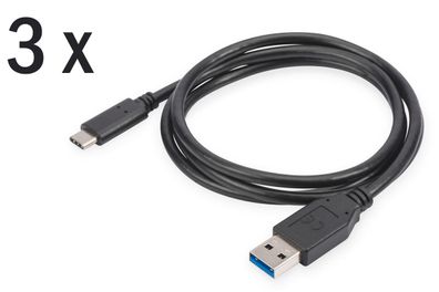 Digitus 3er USB 2.0 Typ-C-A Lade-/ Datenkabel St/ St 1.0m sw