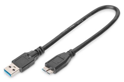 Digitus USB 3.0 Anschlusskabel, USB A - Micro USB BSt/ St,0.25m