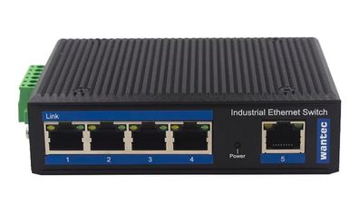 wantec Industrial Ethernet Switch für Hutschiene 5-Port