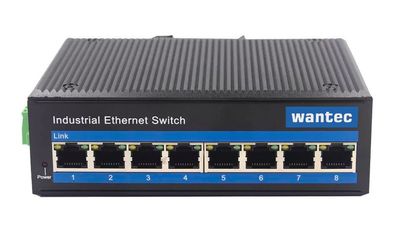 wantec Industrial PoE Ethernet Switch für Hutschiene 8-Port