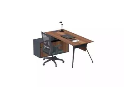Schreibtisch Büro Garnitur Tisch Arbeitszimmer Einrichtung Modern Braun Neu