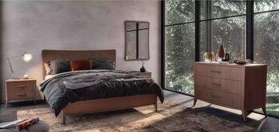 Schlafzimmer Set Bett 2x Nachttische Kommode Design Luxus Möbel 4tlg