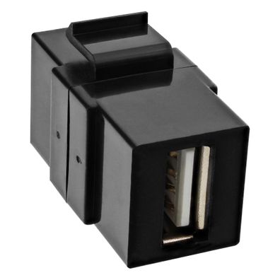 InLine® USB 2.0 Keystone Snap-In Einsatz, USB A Buchse/ Buchse, schwarzes Gehäuse