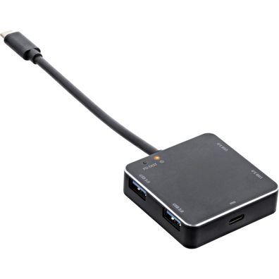 InLine® USB 3.1 Hub, USB Typ C zu 4 Port Typ A mit PD bis 60W, Aluminiumgehäuse,