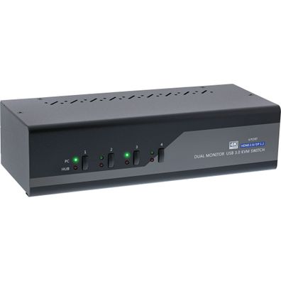 InLine® KVM Desktop Switch, 4-fach, Dual Monitor, Displayport 1.2 + HDMI 2.0, 4K