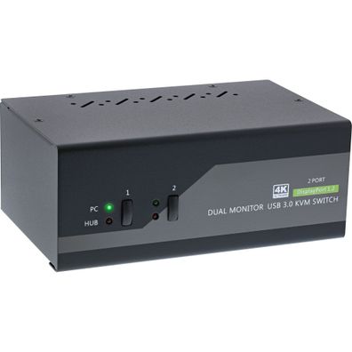 InLine® KVM Desktop Switch, 2-fach, Dual-Monitor DisplayPort 1.2, 4K, USB 3.0, A