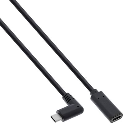 InLine® USB 3.2 Kabel, USB Typ-C Verlängerung, Stecker gewinkelt auf Buchse, sch