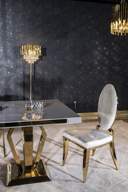 Esszimmer Stuhl weiß Luxus Metall mit Textil Stühle Stil Modern Lehnstuhl