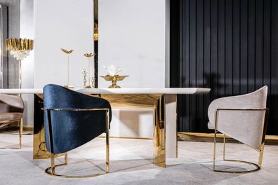 Esszimmer Stuhl Luxus stuhl Metall mit Textil Neu Stühle Stil Modern