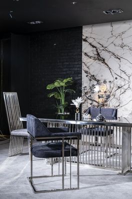 Esszimmer Stuhl Luxus Metall mit Textil Stühle Stil Modern Lehnstuhl