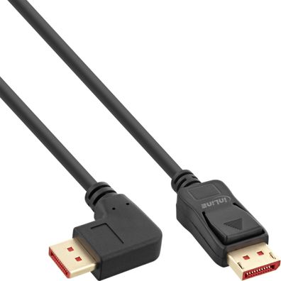InLine® DisplayPort 1.4 Kabel, 8K4K, rechts gewinkelt, schwarz/ gold, 5m