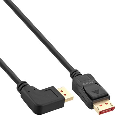 InLine® DisplayPort 1.4 Kabel, 8K4K, links gewinkelt, schwarz/ gold, 5m
