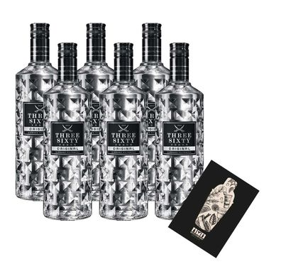Three Sixty Vodka 6er Set Original 0,7L (37,5% Vol) Diamond filtrated- [Enthält