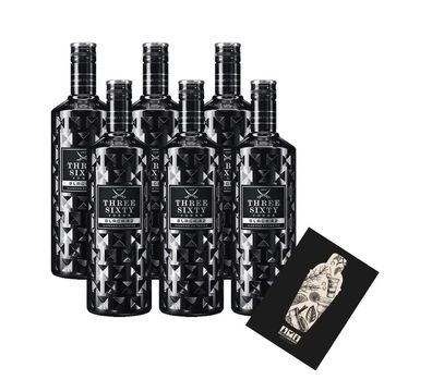Three Sixty Vodka 6er Set black 0,7L (42% Vol) Diamond filtrated- [Enthält Sulf