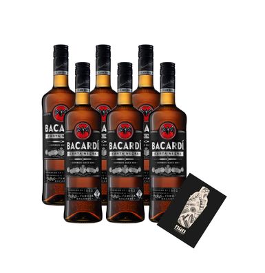 Bacardi 6er Set Carta Negra Rum 6x 0,7L (37,5% Vol) Superior Black Rum - [Enthä
