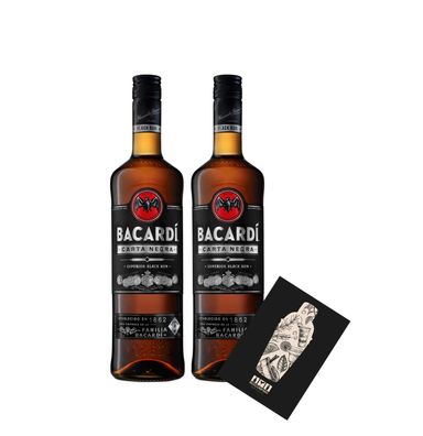 Bacardi 2er Set Carta Negra Rum 2x 0,7L (37,5% Vol) Superior Black Rum - [Enthä