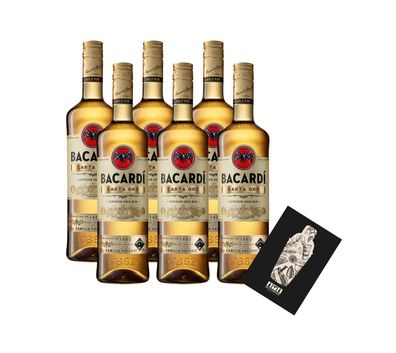 Bacardi 6er Set Carta Oro Rum 6x 0,7L (37,5% Vol) Superior Gold Rum - [Enthält