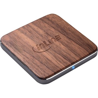 InLine® Qi woodcharge, wireless fast charger, Smartphone kabellos laden, 5/7,5/1