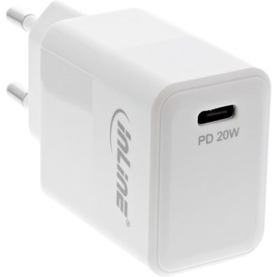 InLine® USB PD Netzteil Ladegerät Single USB Typ-C, Power Delivery, 20W, weiß