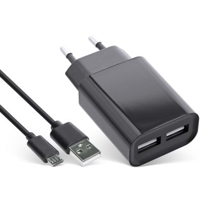 InLine® USB DUO+ Ladeset, Netzteil 2-fach + Micro-USB Kabel, Ladegerät, Stromada