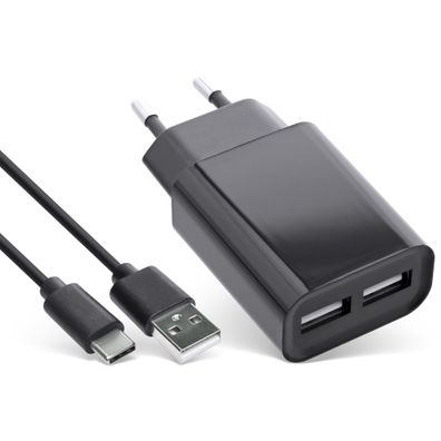 InLine® USB DUO+ Ladeset, Netzteil 2-fach + USB Typ-C Kabel, Ladegerät, Stromada