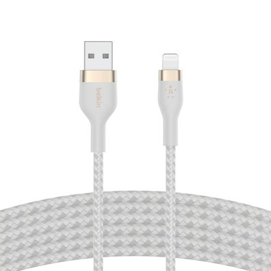 Belkin PRO Flex Lightning/ USB-A Kabel, Apple zert., 3m, weiß